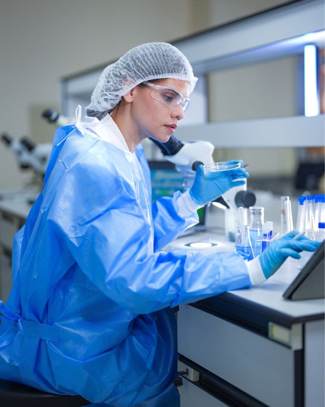 A Norchem Healthcare scientist at work in the laboratory